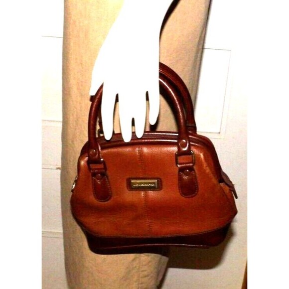 Liz Claiborne Brown Leather Purse Pocketbook Shoulder Strap and Handles Vintage - Picture 13 of 16